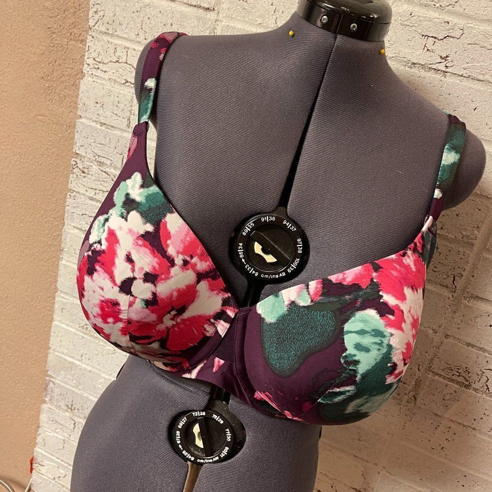Cacique Floral Purple Cooling French Full Coverage Bra 44DDD